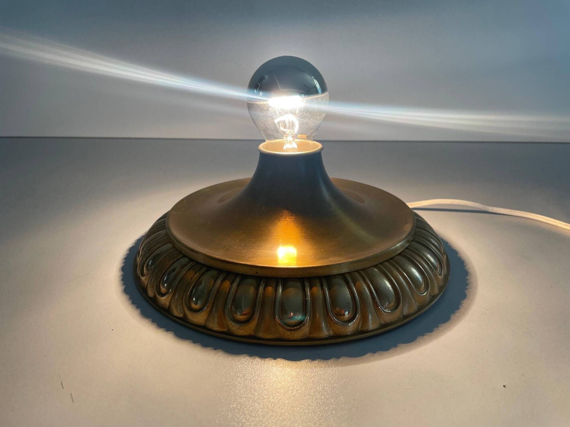 Simple flush lamp in brass, mid-century German design, 1960s, Germany.