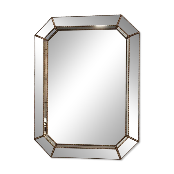 Miroir mosaïque espagnol vintage, miroir mural octogonal, miroir fait à la main, style Hollywood Regency