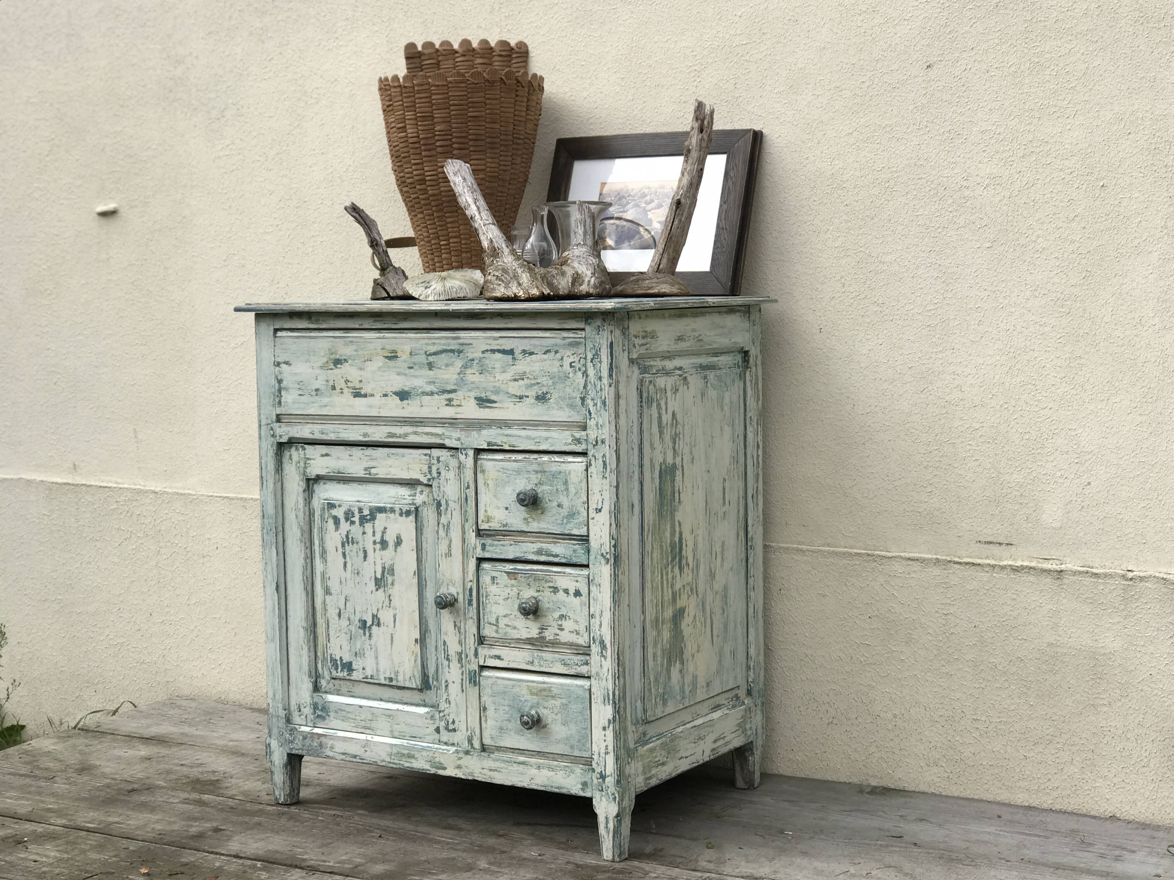 Old Parisian buffet patina white blue