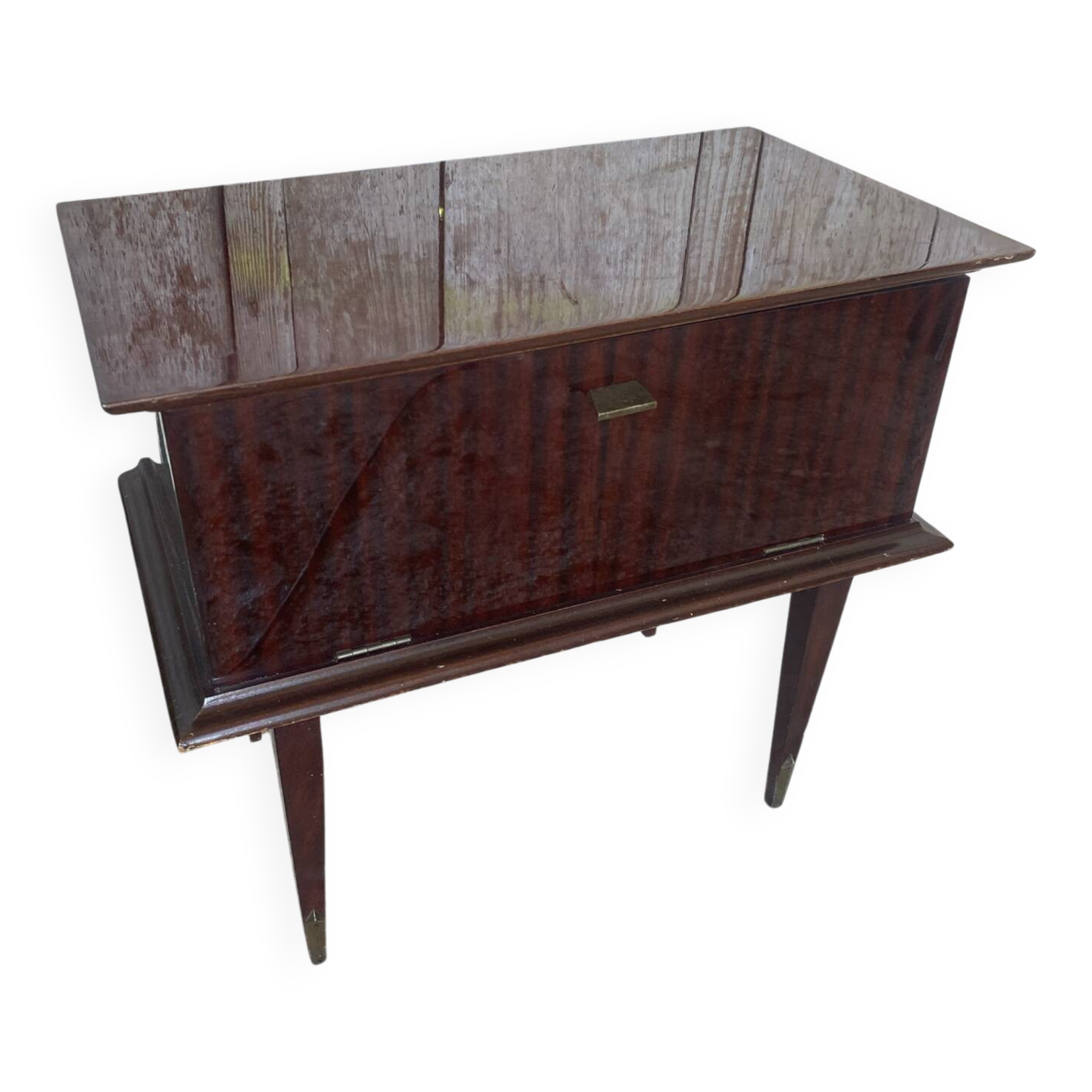Vintage 1950s-60s Mahogany Veneer Wood Nightstand