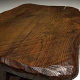 Rustic Hand-Carved Side Table, France, 19th Century