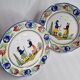 Pair of flat plates HB Quimper, with traditional decoration, 24 cm