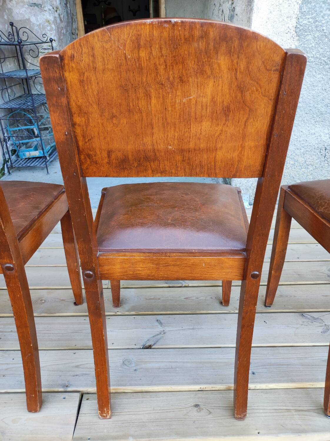 Set of 6 STELLA chairs, Art Deco, leather seat