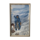Mid century vintage framed oil painting - snow storm