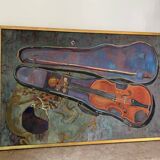 Still life with violin signed