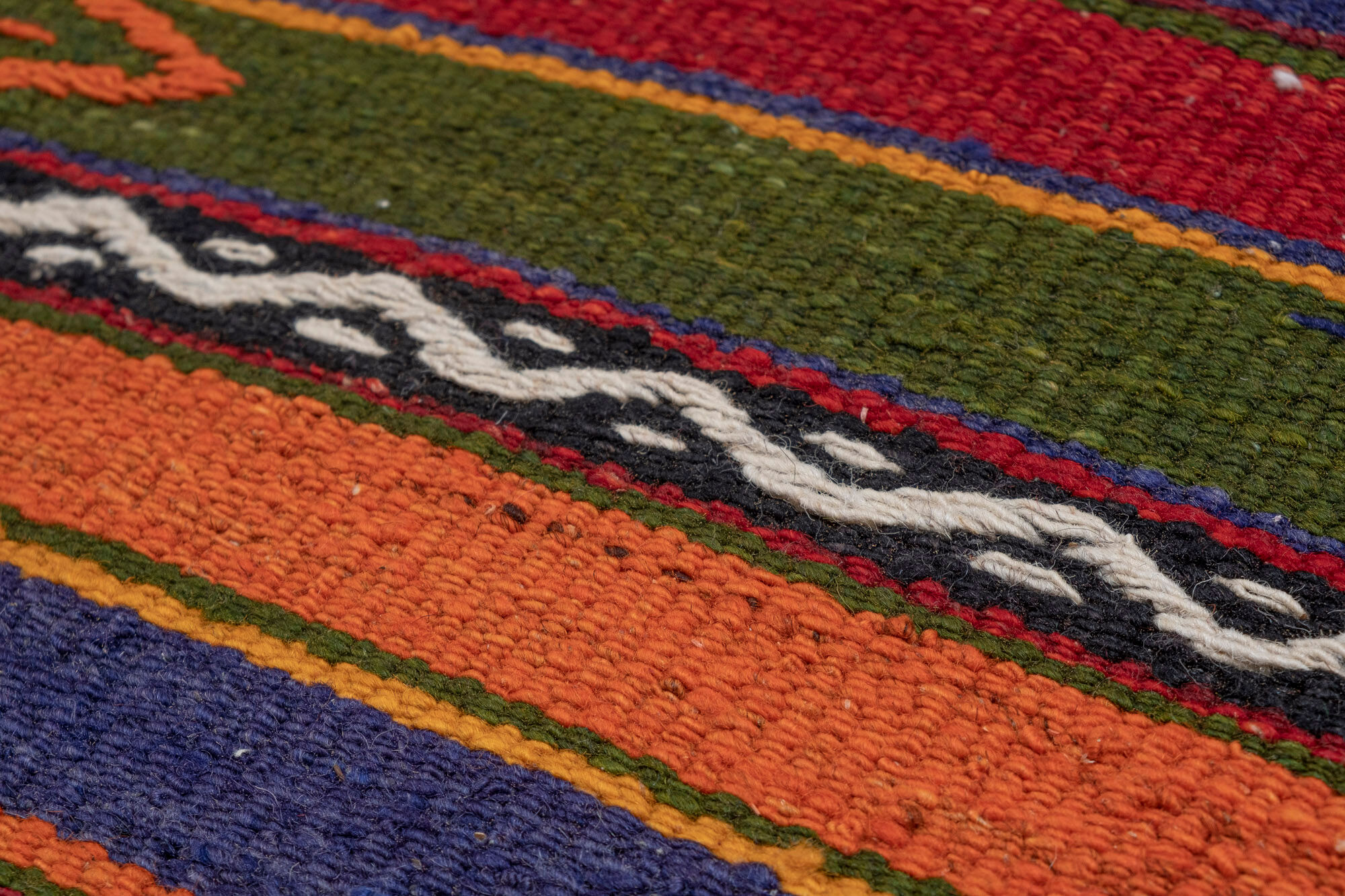Striped turkish kilim runner rug 66 x 281 cm