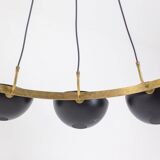 Contemporary 10-light chandelier or pendant light, brass and black lacquer