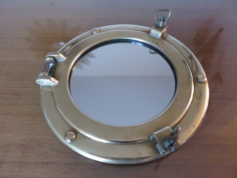 Mirror window in brass 70s - 29cm