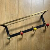 VINTAGE COAT RACK HOOK WITH COLORFUL BALLS AND HAT RACK SHELF