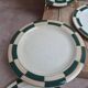 Set of 10 dessert plates Salins – Opaceline Jamier Green – vintage checkered