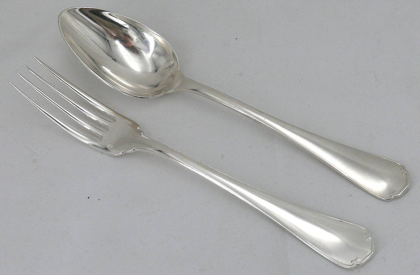 Christofle Japanese, 6 table settings, 12 pieces in silver-plated metal.