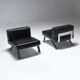 Black leather Ombra 512 lounge chairs by Charlotte Perriand for Cassina Italy
