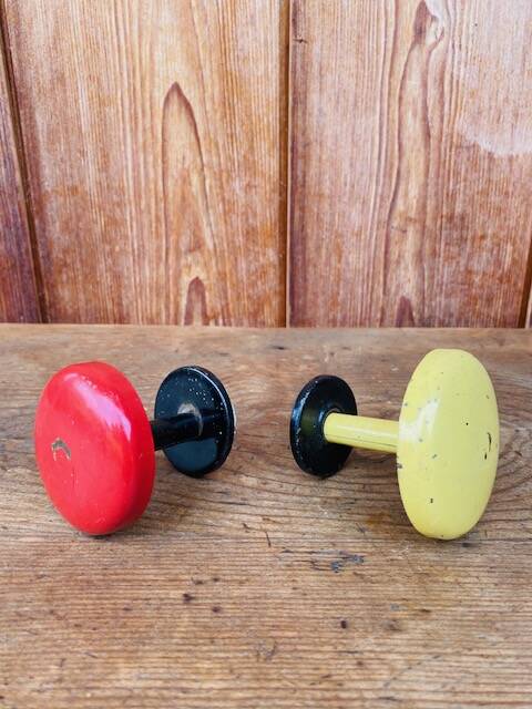 Vintage metal coat hooks duo