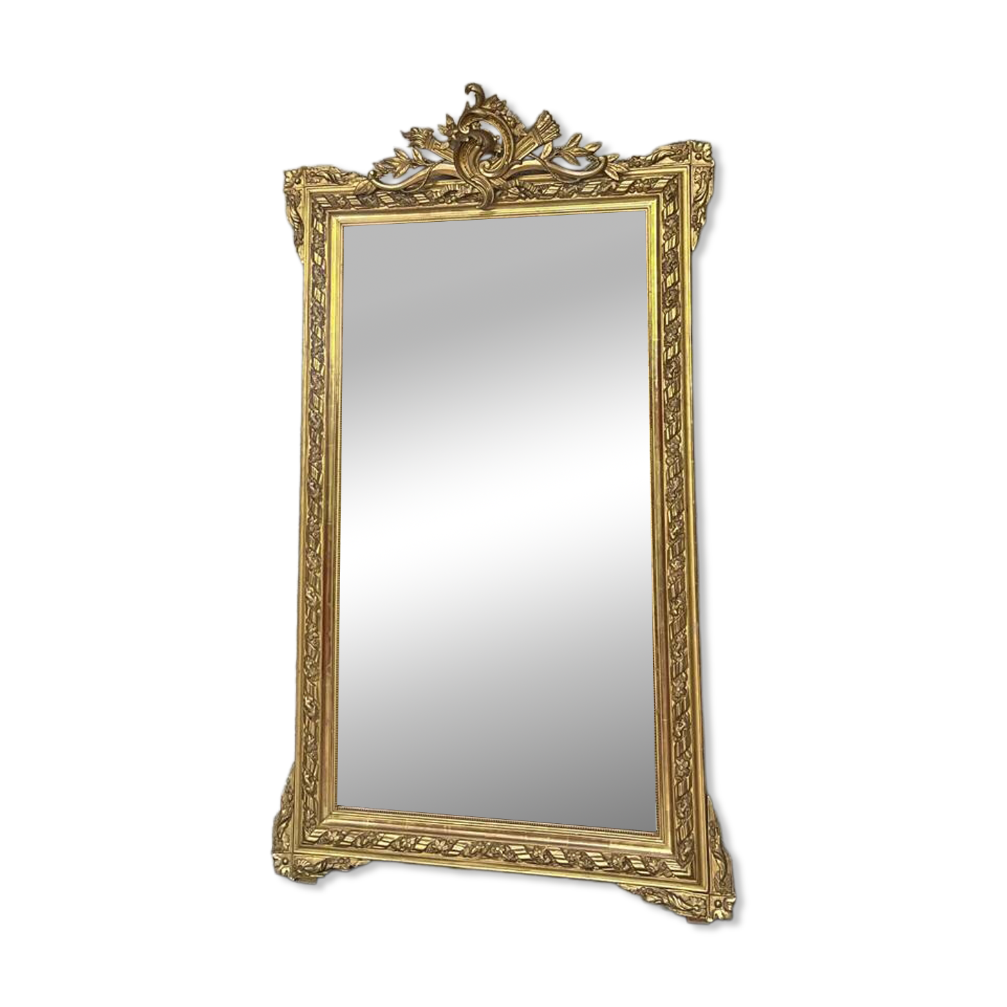 Sublime gilded pediment mirror with gold leaf 161cm