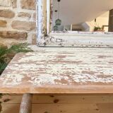 Ancien banc d’école patiné