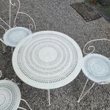 Old wrought iron garden furniture 3 armchairs + 1 table