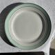 Set of 7 antique flat plates in turquoise earthenware with a gold rim D22