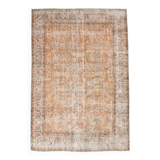7x10 Pale Orange Floral Vintage Rug, 204x296Cm