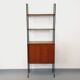 Vintage Italian modular shelving unit in teak and metal from the 1970s