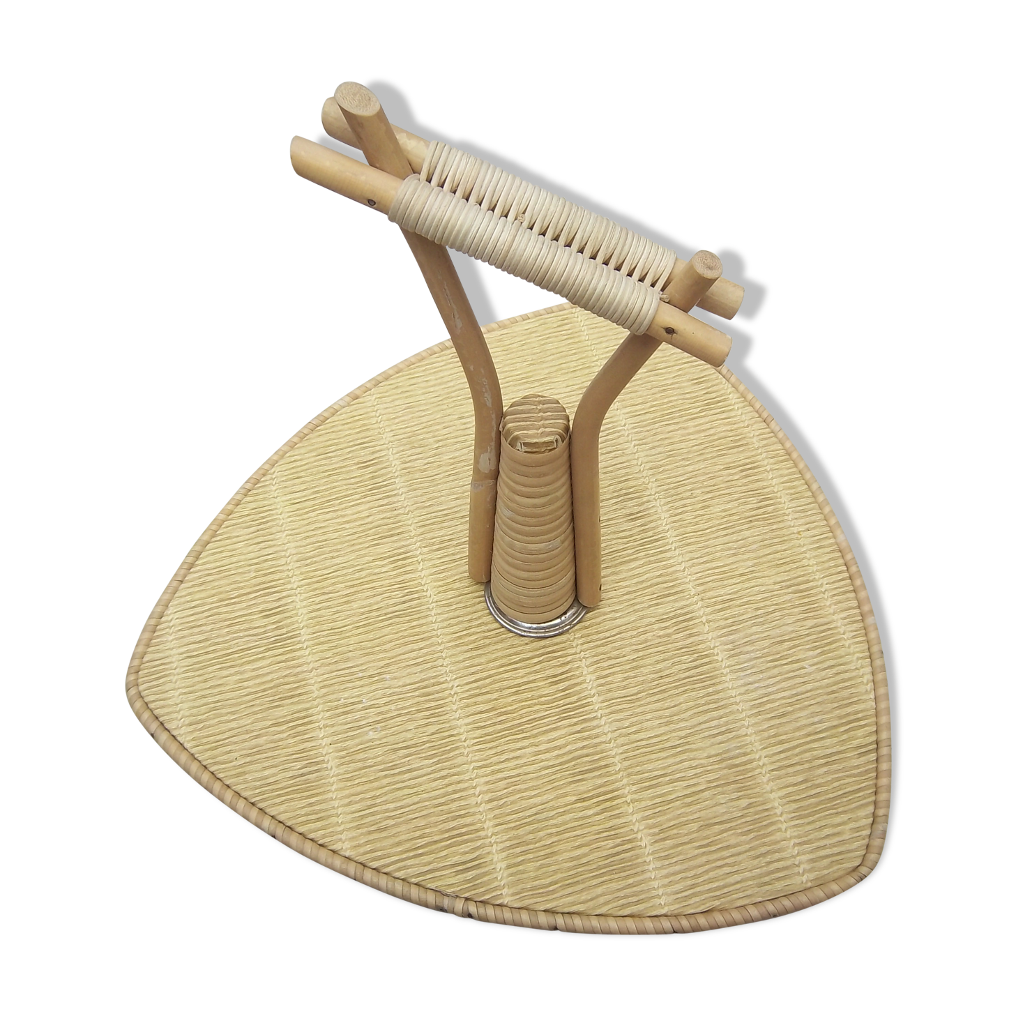 Cheese 1960 vintage rattan tray