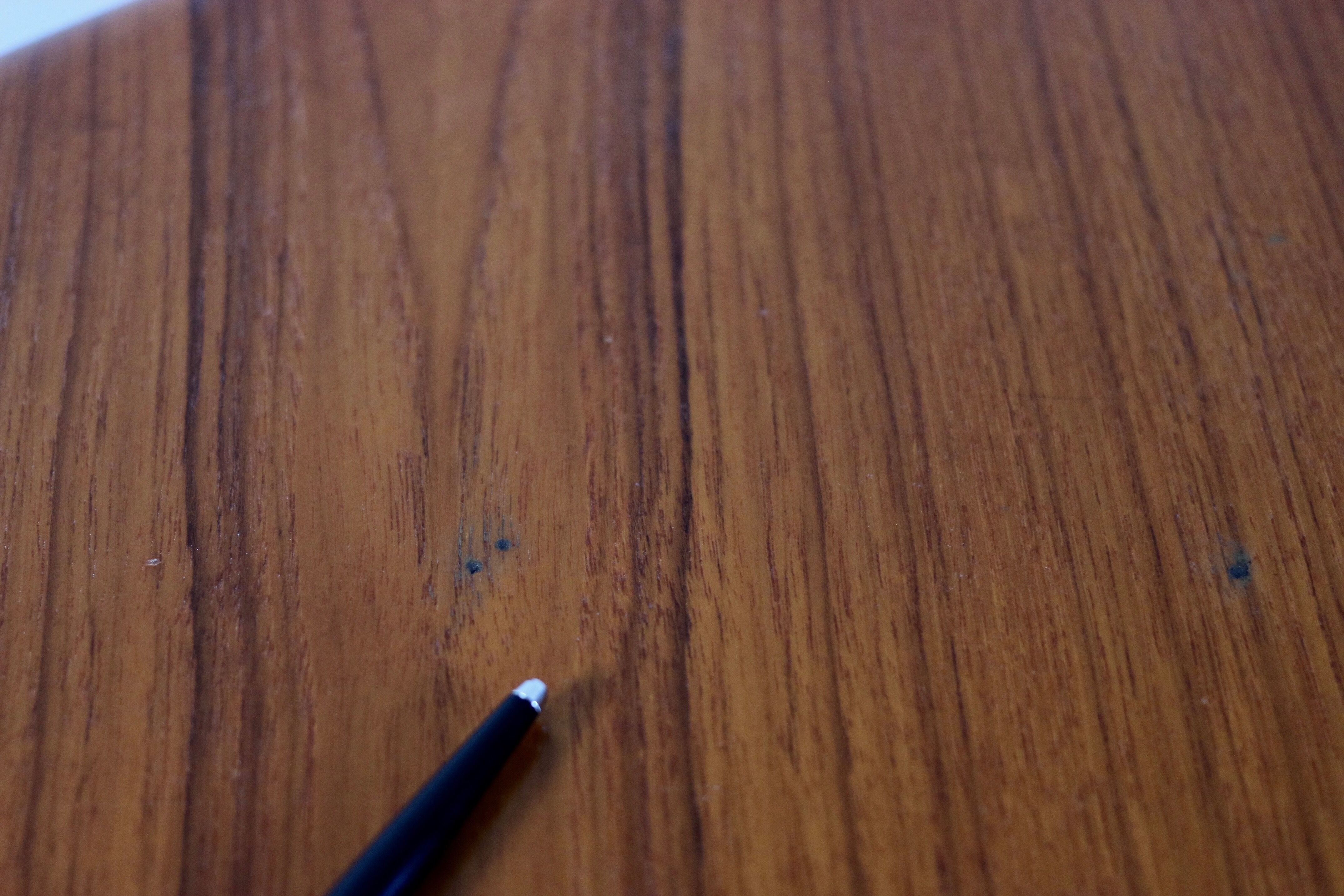 Scandinavian teak table vintage beveled 110 cm, 1960