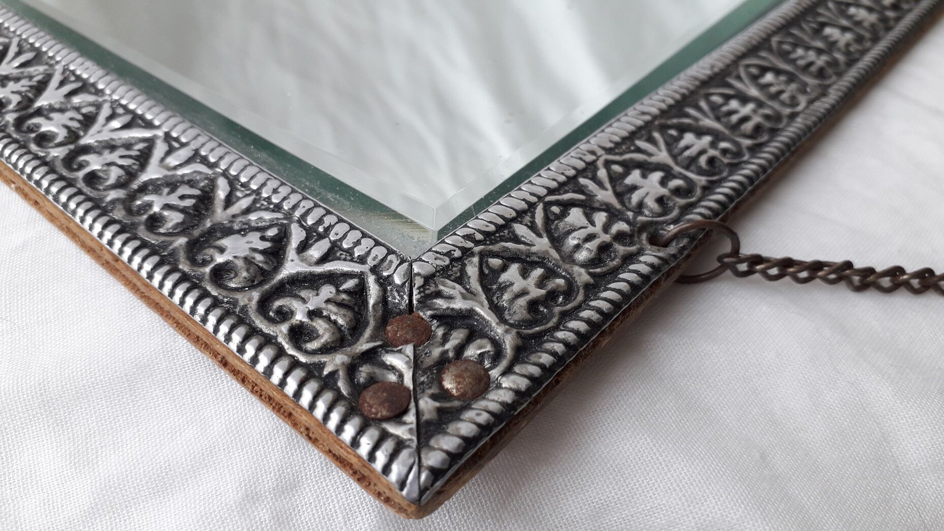 Square pewter mirror