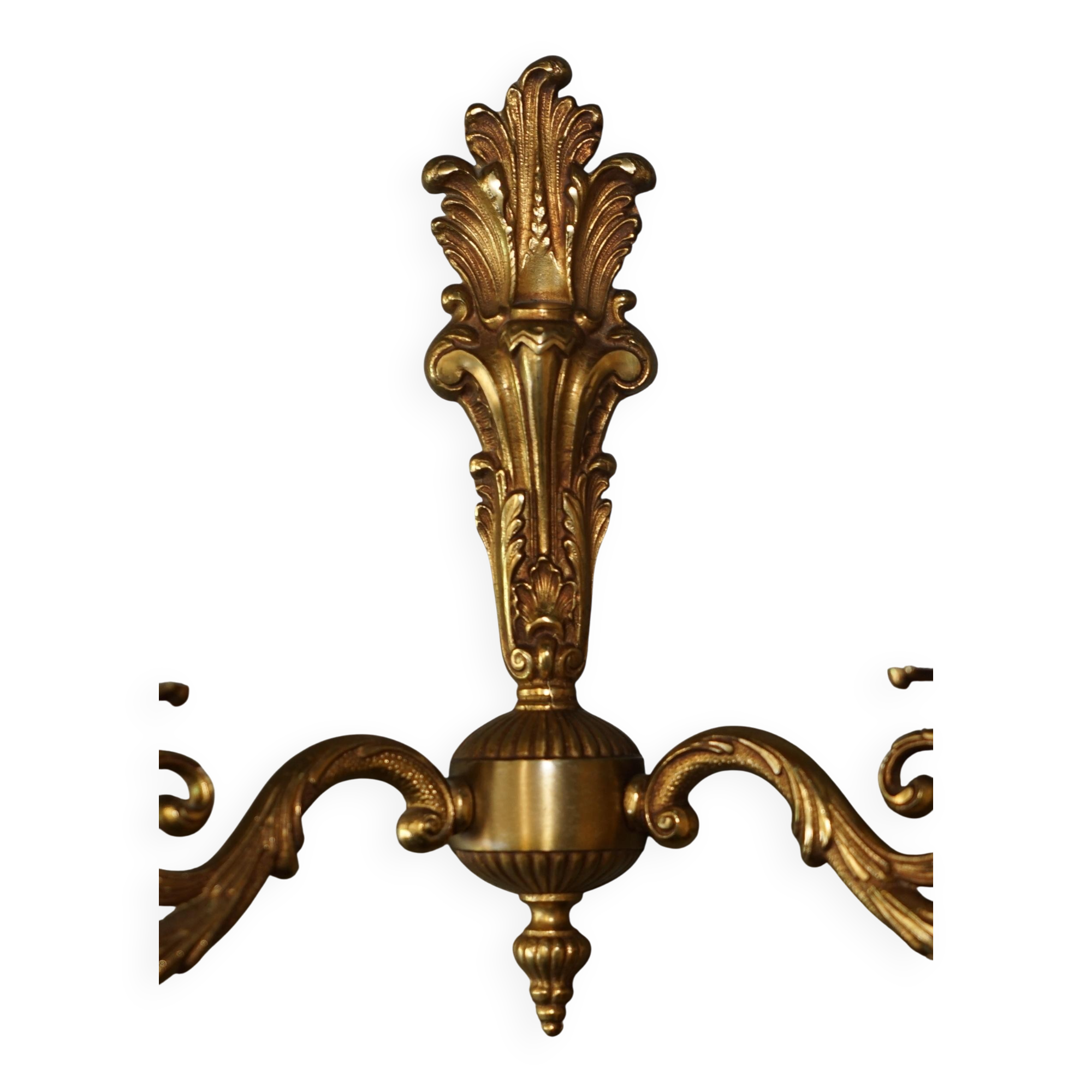 Pair of antique wall sconces in gilded bronze from the 1920s.