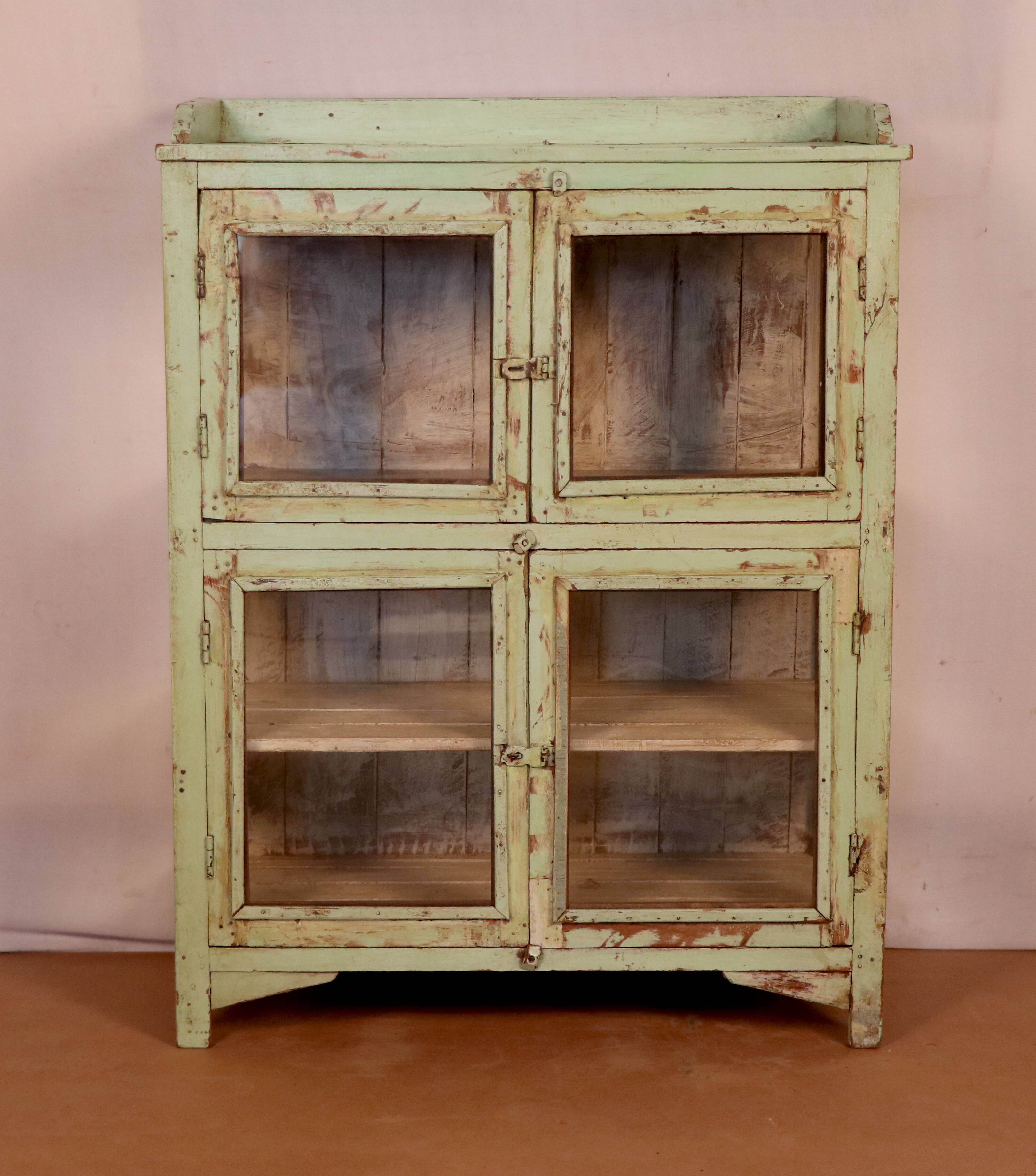 Old Burmese teak dresser original pistachio green patina
