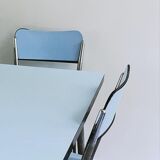 Set table and 4 chairs in formica light blue
