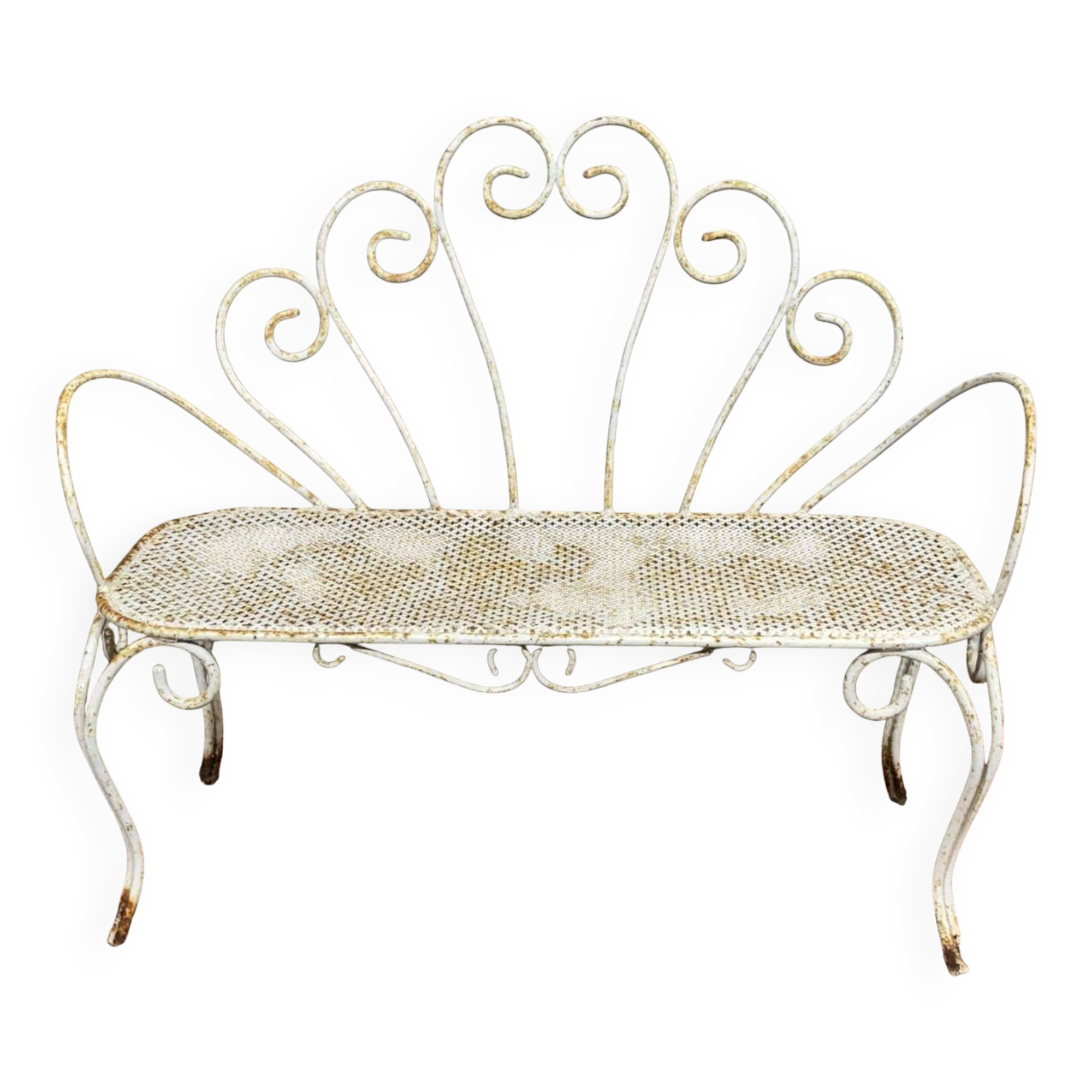 Banc de jardin en fer forgé des années 1950