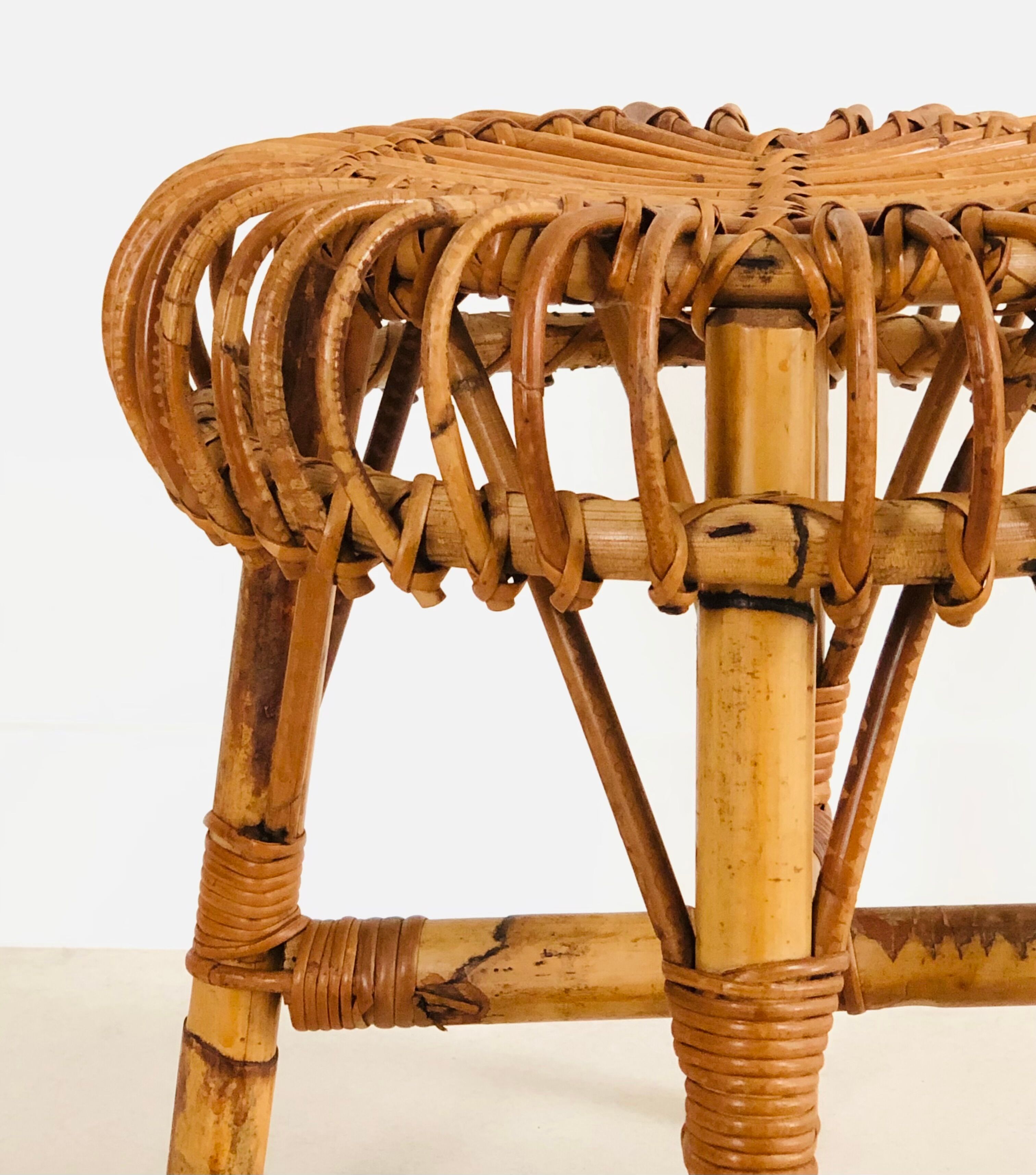 Rattan stool by Franco Albini for Vittorio Bonacina, Italy 60s