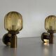 Pair of yellow glass and brass wall lights from the mid-century by N Leuchten, 1960s, Germany.
