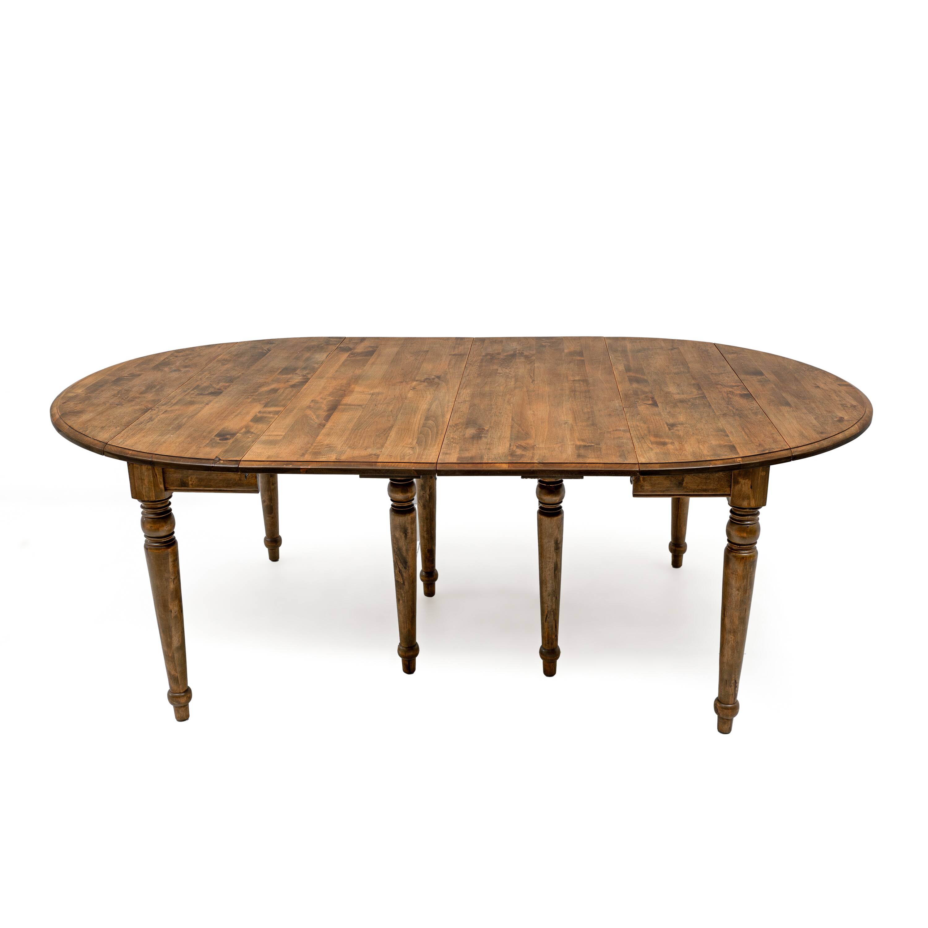 19th Century Tuscan Elm Extendable Round Dining Table with Five Leaves