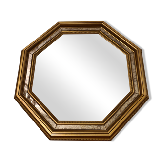 Miroir octogonal art déco vintage 59x59cm bois