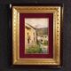 Italian landscape painting view of houses from the 20th century