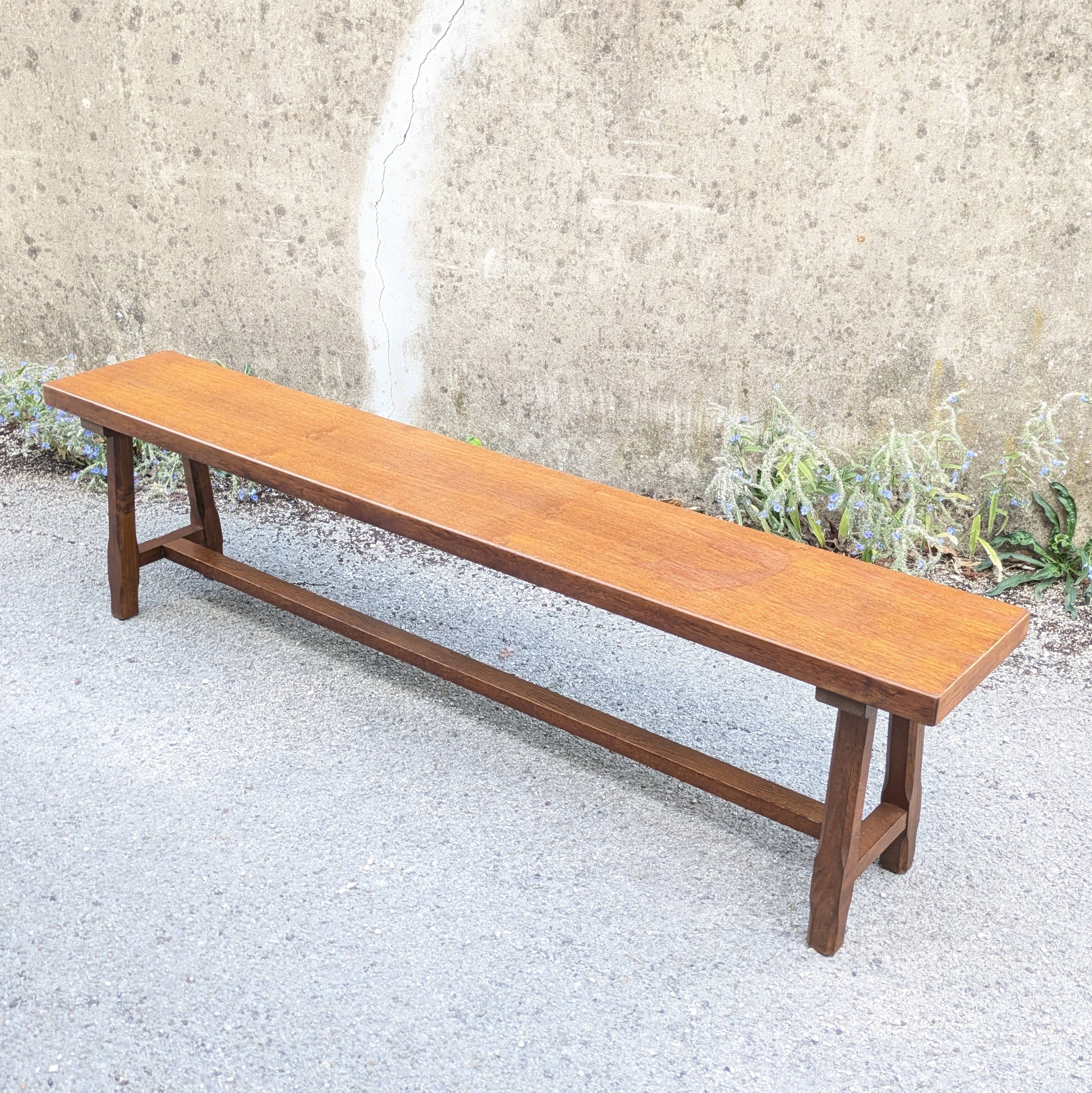 Banc rustique en chêne, France, 1970