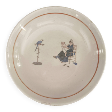 Old porridge plate Sarreguemines model Child Richard