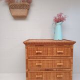 Commode en rotin et osier