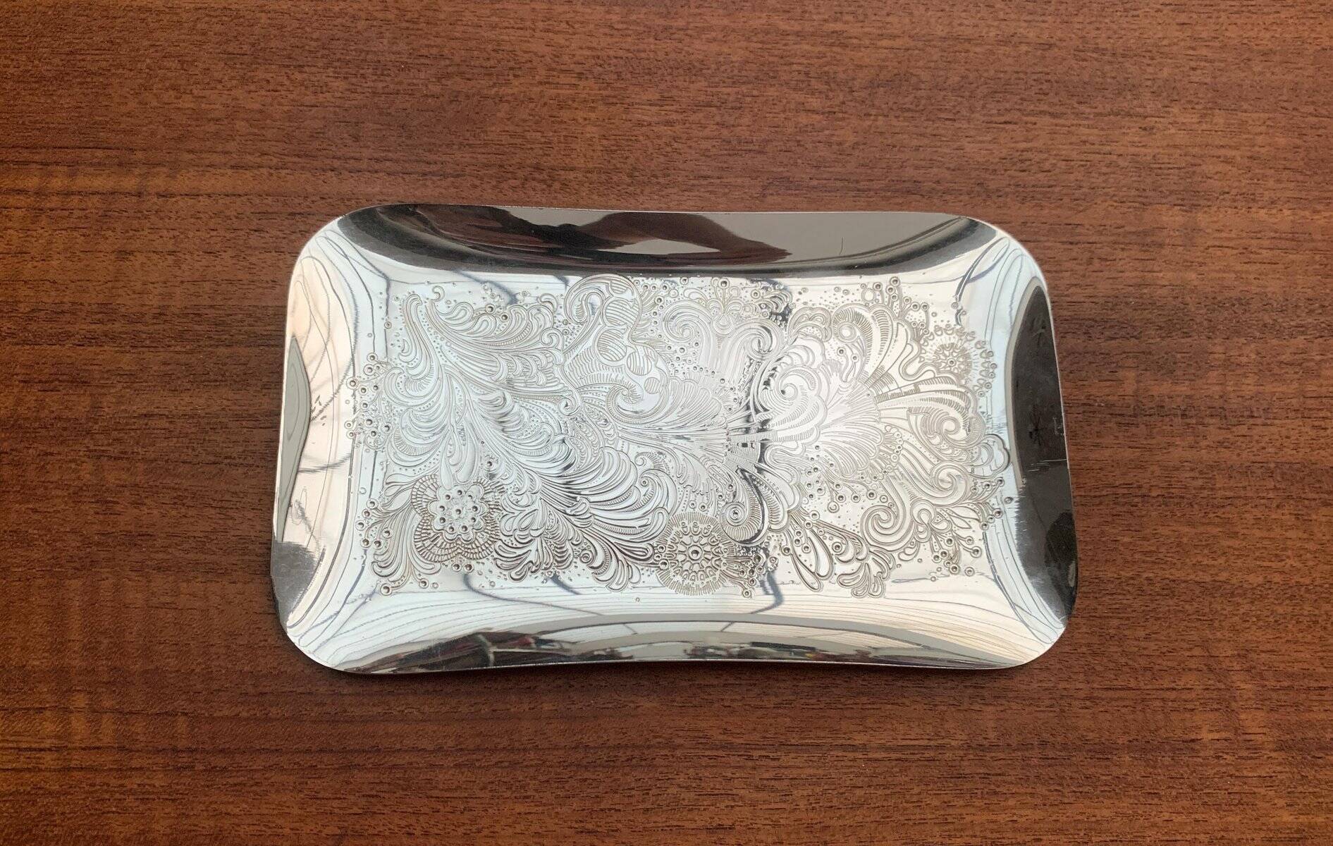 Vintage German floral metal plate by WMF