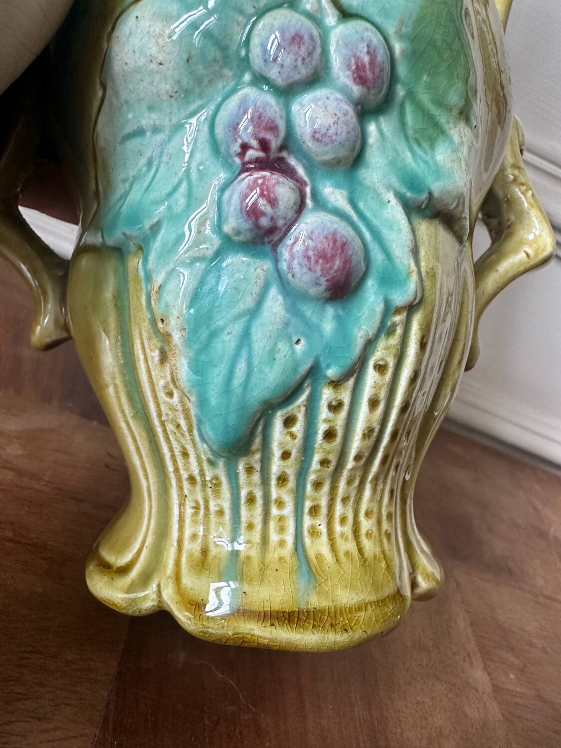 Art Nouveau vase in stamped slip