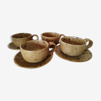 Set of 4 pyrite stoneware coffee cups