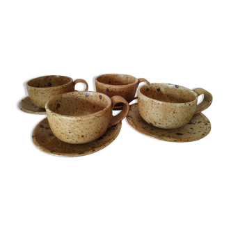 Set of 4 pyrite stoneware coffee cups