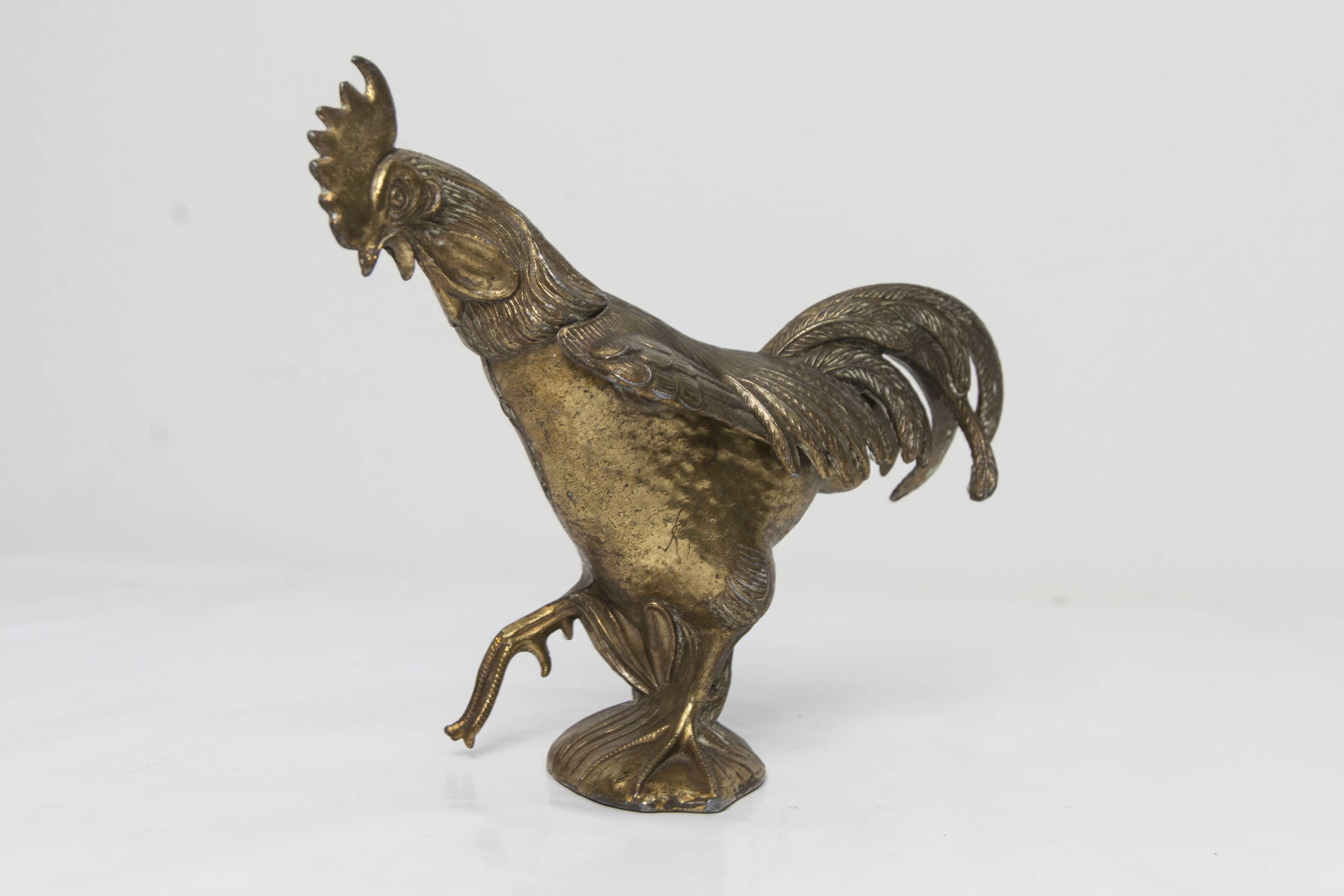 1960 rooster ashtray in spelter signed FC