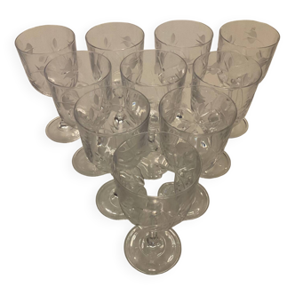 10 verres à vin vintage en cristal