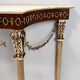 Vintage walnut console with a portuguese pink marble top and brass frame, italy