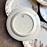 6 dessert plates in iron earth from Creil and Montereau, "Glaïeul" service