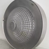 Vintage ceiling lamp in metal and pressed molded glass, France 1970