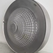 Vintage ceiling lamp in metal and pressed molded glass, France 1970