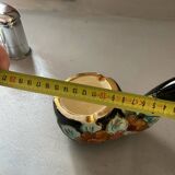 Vallauris pipe-shaped ashtray with blue and gold flowers
