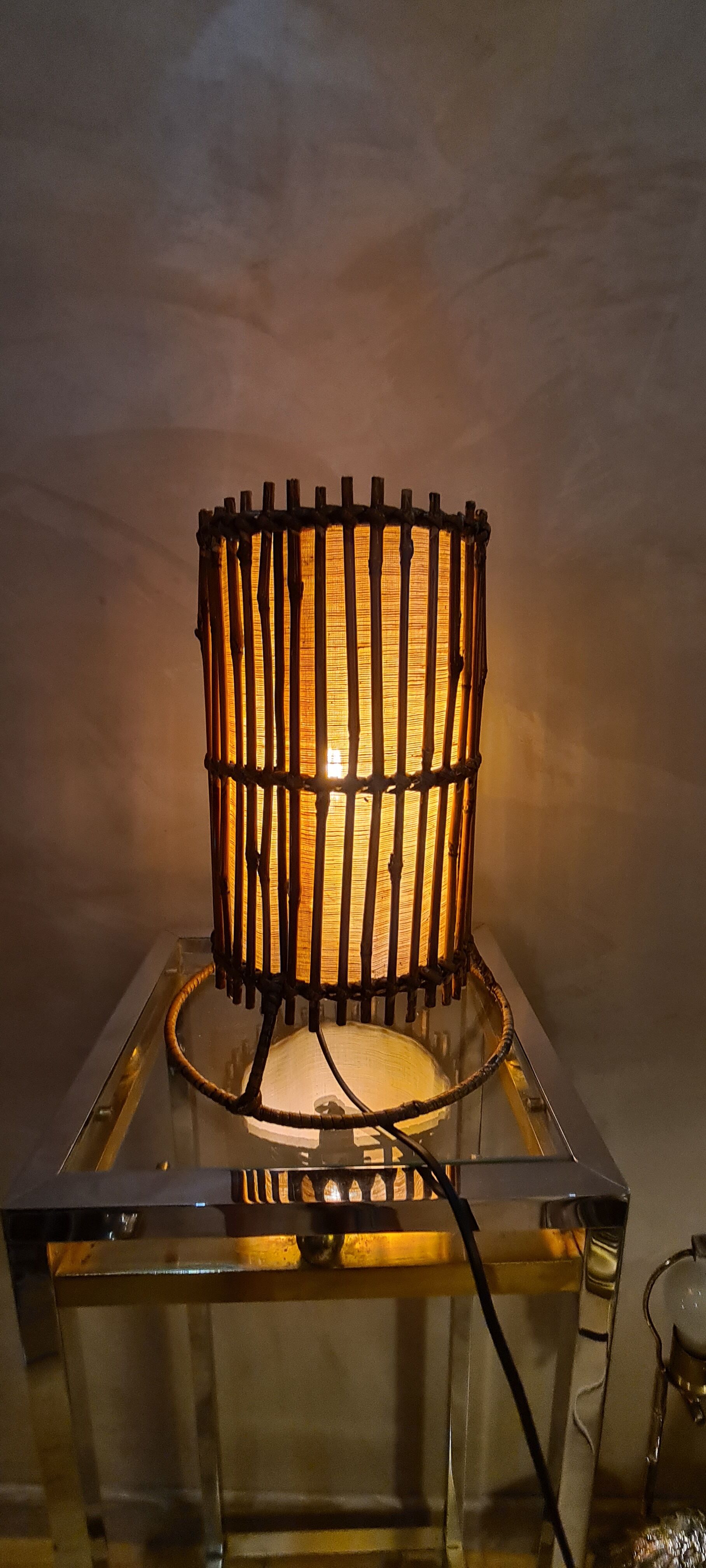 Wicker lamp rattan bamboo in the taste of louis sognot 1950 a 70